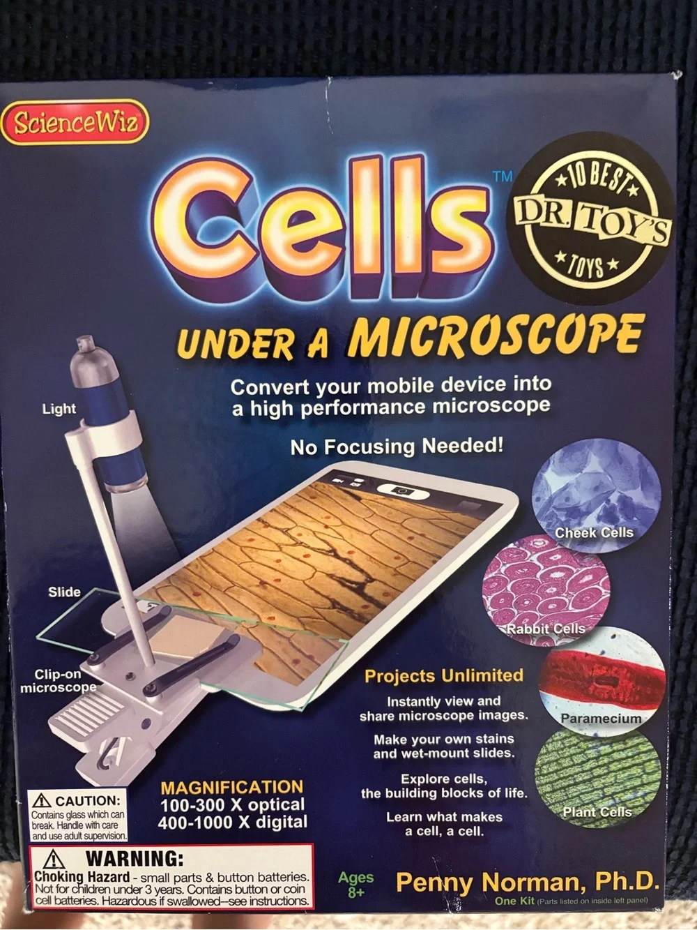 Cells Under a Microscope Clip-On Mobile Microscope - Blue